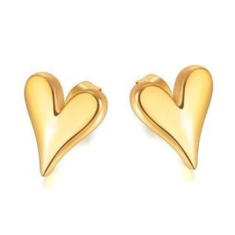 gold heart stud earrings