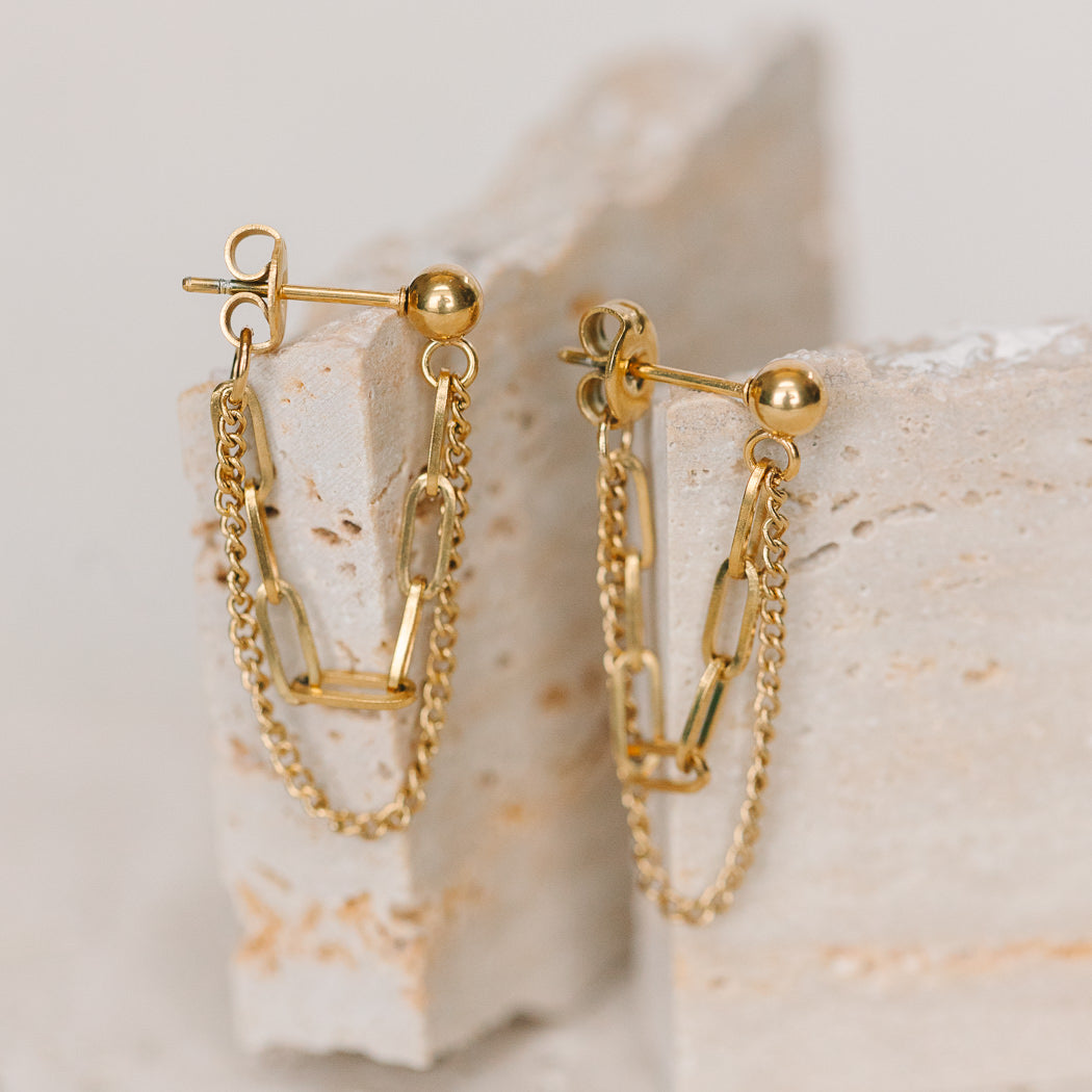 Dual Drape Chain Earrings