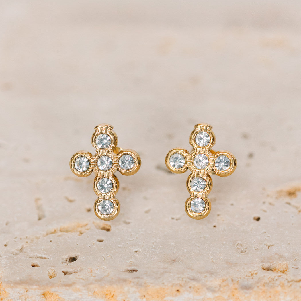 Divine Cross Stud Earrings