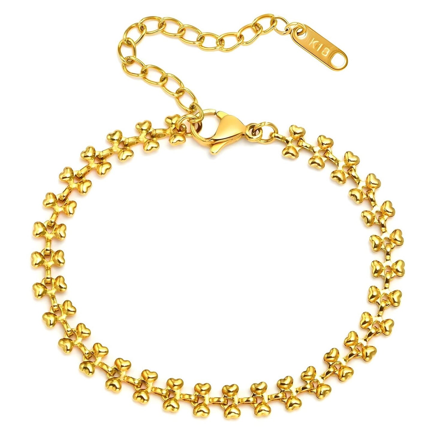 gold bracelet with hearts
