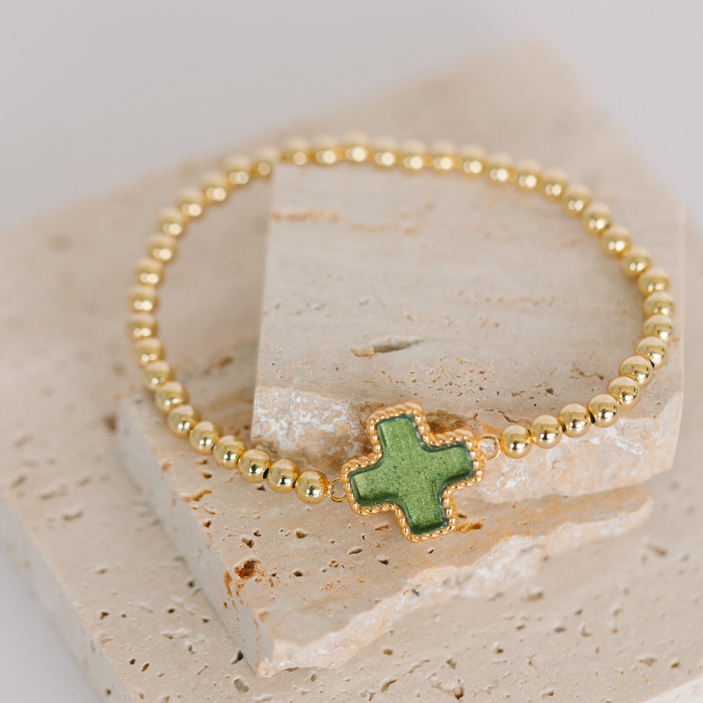 Roped Cross Beaded Bracelet