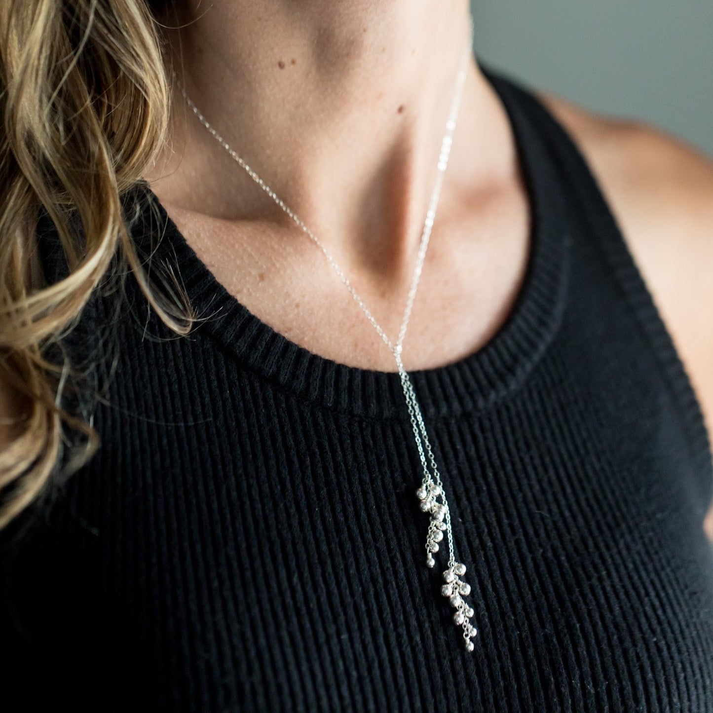 sterling silver cluster necklace