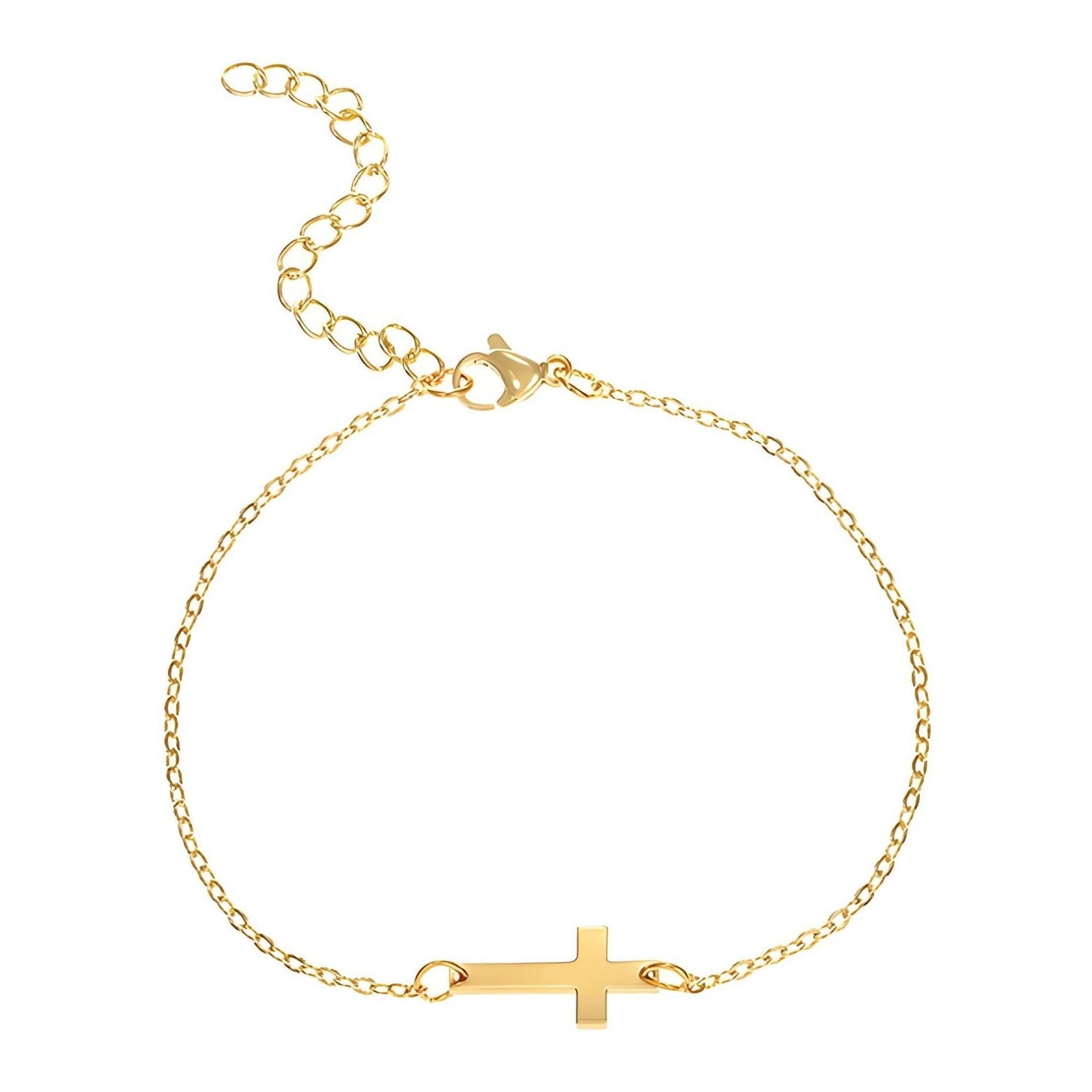 gold cross bracelet front side 