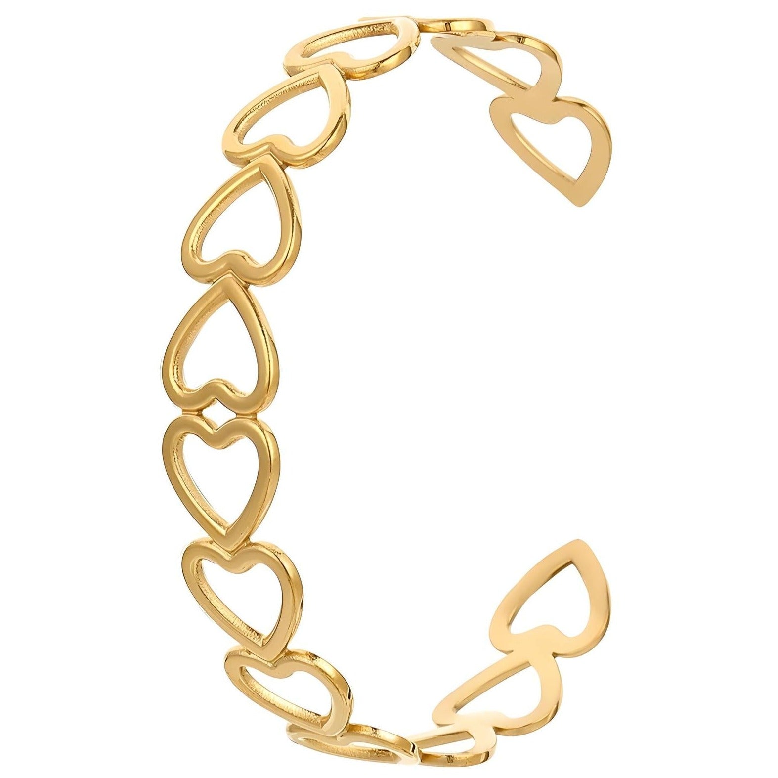 gold open heart cuff bracelet stock photo