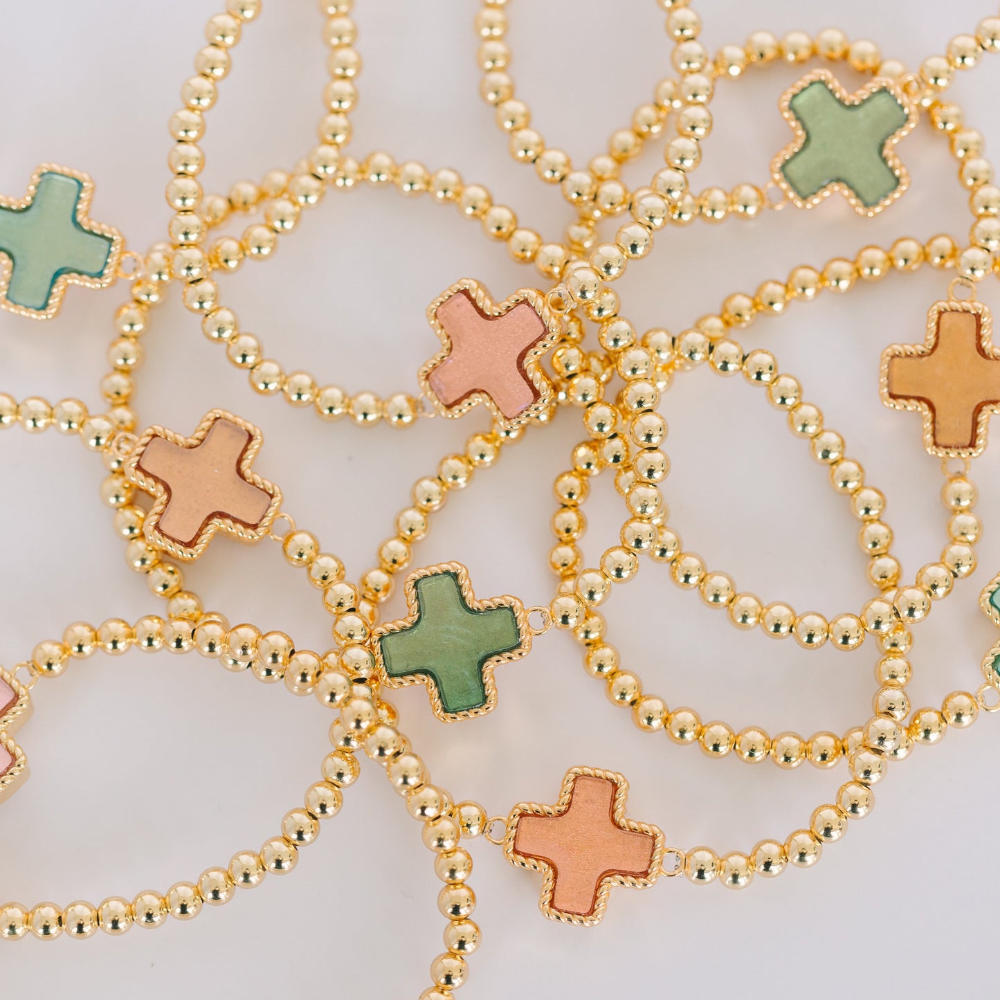 Roped Cross Beaded Bracelet