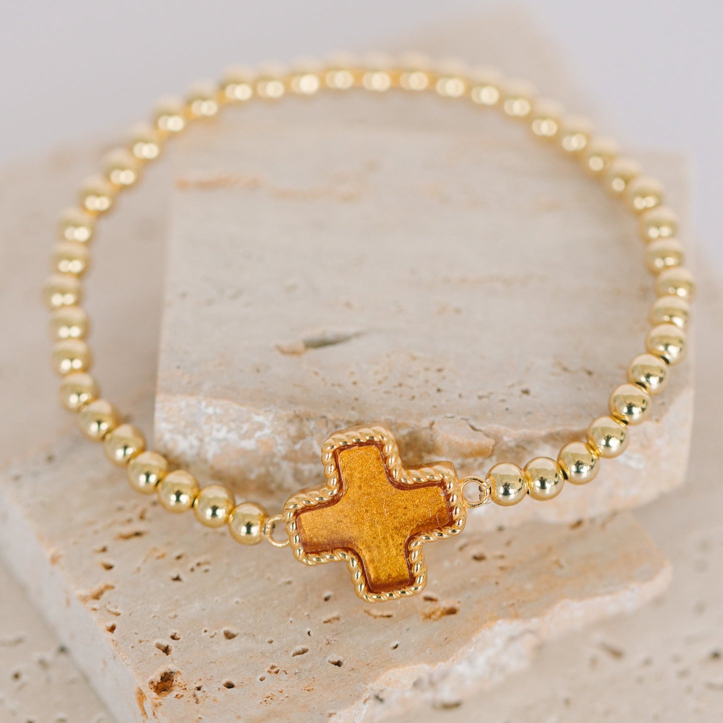 Roped Cross Beaded Bracelet