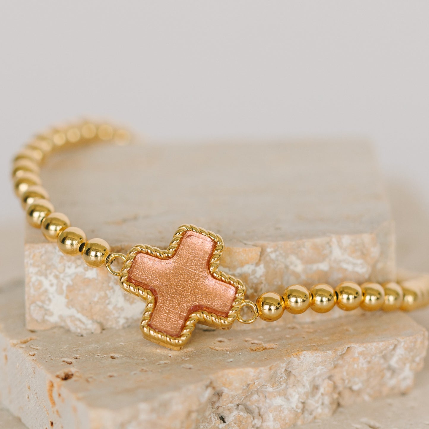 Roped Cross Beaded Bracelet