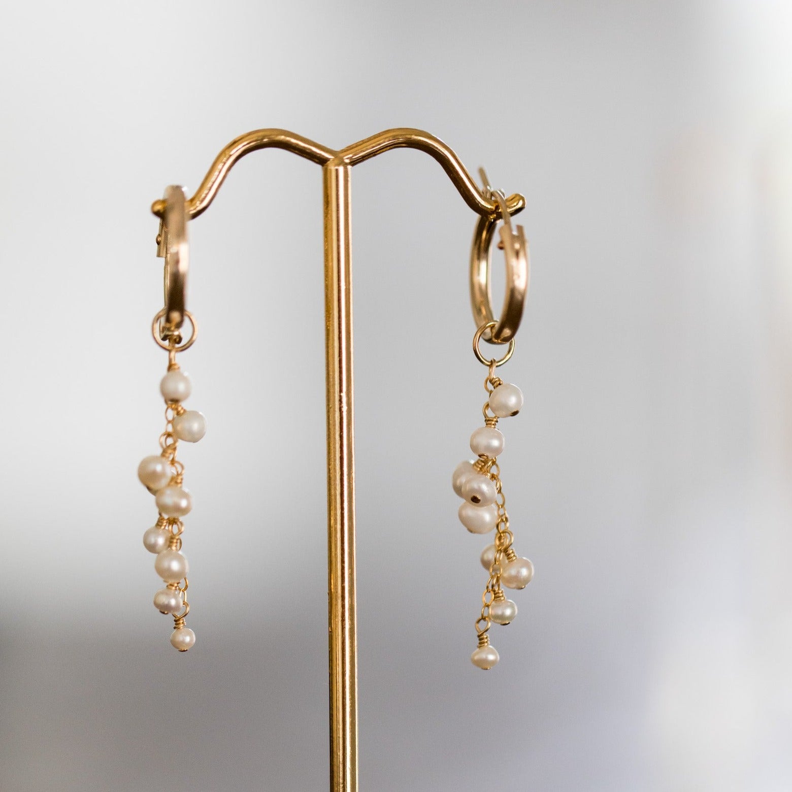 Pearl cluster gold filled earrings 