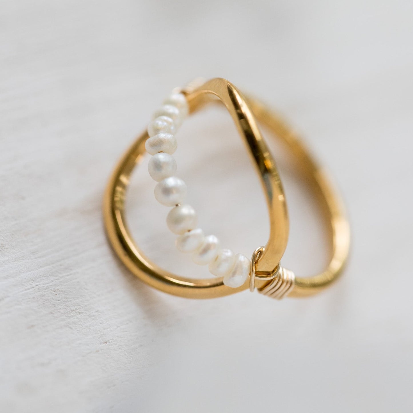 handmade gold ring with pearl